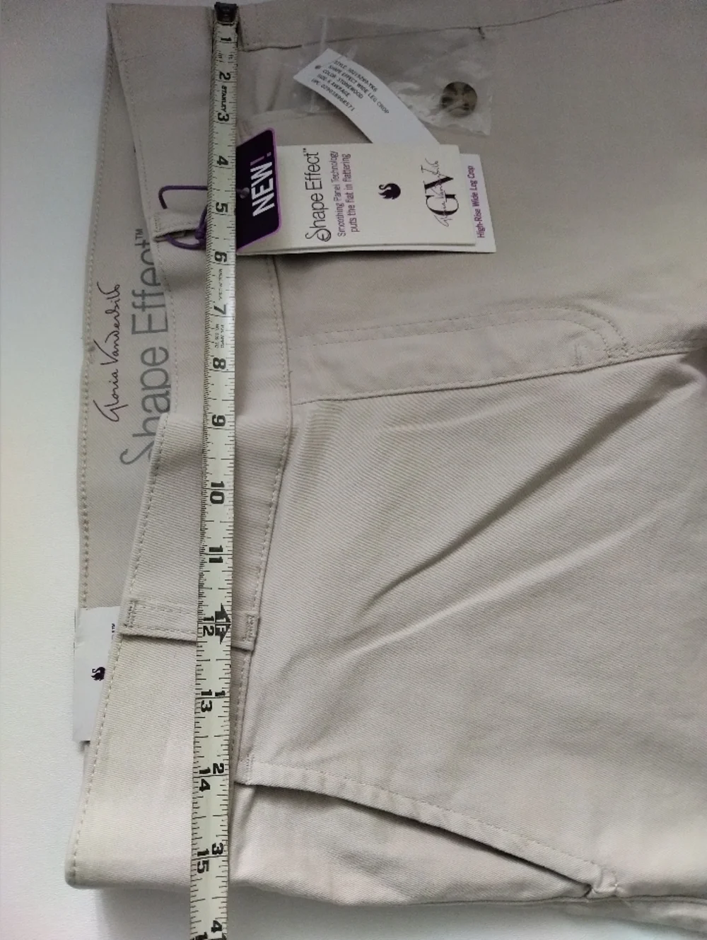 Gloria Vanderbilt Shape Effect Women's Wide-Leg High Rise Pants Beige Average 6 - Picture 5 of 5